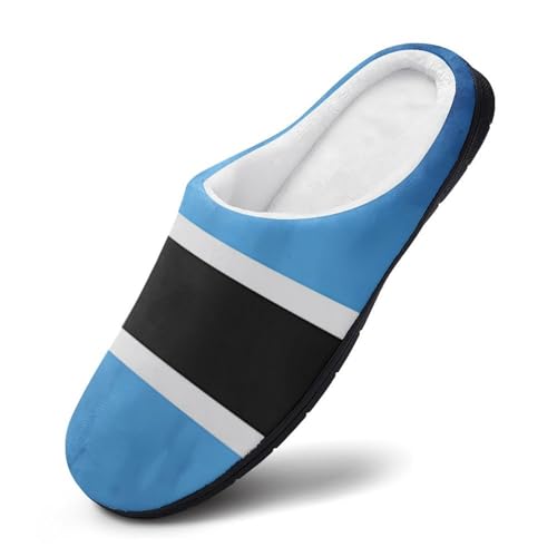 Botswana Flag Women's Cotton Slippers Indoor Outdoor Slip-on Warm House Shoes with Anti-Skid Rubber Sole3