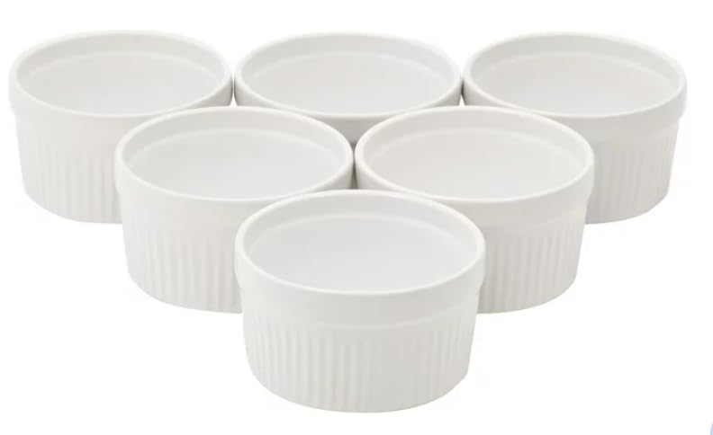 Sponsored Ad - Ramekins Set of 6, Creme Brulee Ramekins 7 oz, White Dipping Sauce Dishes, Porcelain Ramekin Bowls for Baking, Souffle, Custard Pudding, Cake, Oven Safe