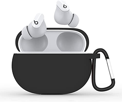 Compatible with Beats Studio Buds Case Cover, Silicone TPU Case for New Beats Studio Buds 2021, Soft Protective Studio Buds Beats Case with Keychain, Support Charging Charger LED Visible, Black