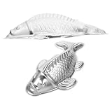 SHINEOFI Molde para Pastel de Carpa 3D de Aluminio Antiadherente 2 Piezas Mediano y Grande Utensilio para Hornear Pasteles de Pescado Koi Adecuado para Fiestas y Postres Creativos