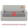 BIANCALUNA - Copristruttura elastico Genius tinta unita Anti Macchia - 2 posti Copridivano da 140 a 180 cm Made in Italy - Sassi