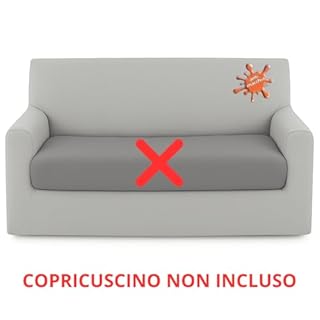 BIANCALUNA - Copristruttura elastico Genius tinta unita Anti Macchia - 2 posti Copridivano da 140 a 180 cm Made in Italy - Sassi