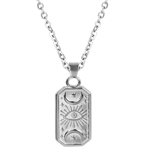 Jude Jewelers Stainless Steel Plated Style Moon Star Eye Style Pendant Biker Necklace