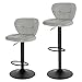 eSituro 2x Sgabelli da Bar con Schienale Sedie Alte da Cucina con Poggiapiedi in Velluto e Metallo,Sgabello Regolabile in Altezza 62-83cm Girevole a 360°,Grigio chiaro SBST0621-2
