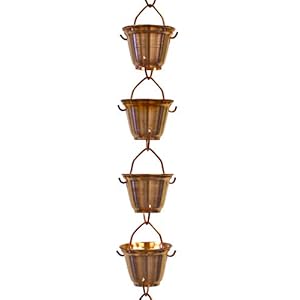 Shizuka Cups Copper Rain Chain with Installation Kit (8 Foot)