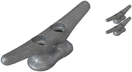 QPURO 4 Inch Dock Cleat - Hot Dipped Galvanized Cast Iron Boat Cleats - Ideal for Marine, Nautical Decor (2-Pack)