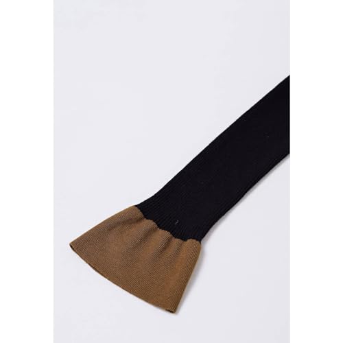 Image of CHICWISH Women's Long Sleeve Fall Fashion Black /Cream Square Neck Knit Top Split Bell Cuffs Pullover Casual Sweater