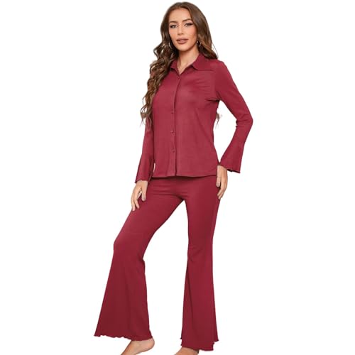 Pyjama à manches longues pour femmes au design chic et finitions filetées