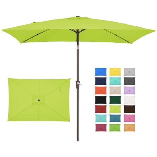 JEAREY 6.5x10 ft Rectangular Patio Umbrellas Outdoor Market Umbrella with Push Button Tilt and Crank, Soft Green