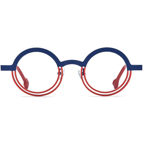 Image of FONEX Colorful Pure Titanium Glasses Frame Women Retro Round Eyeglasses