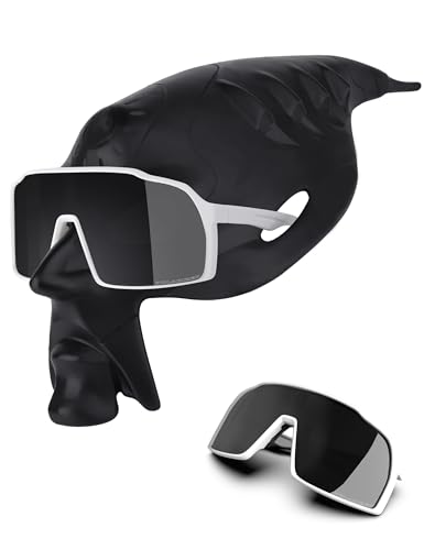 Polarized Sunglasses for Men Women, Lightweight Womens Mens Shades Sun Glasses Lens/Nose Pads, UV400 Protection - White Frame + 2 Pieces Nose Pads + Jet Black Lens