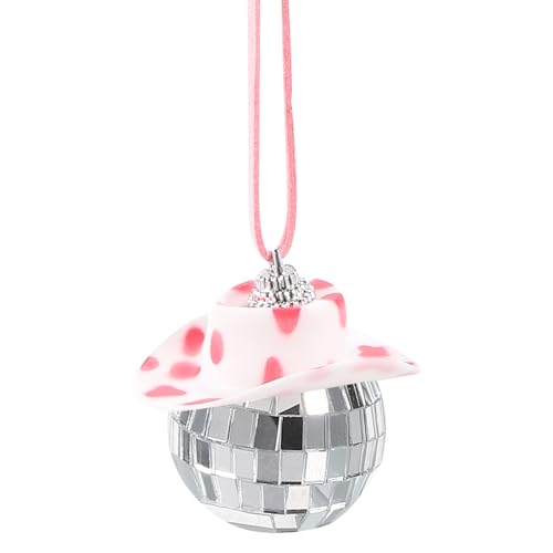 MECCANIXITY White,Red Disco Ball Car Accessory Bling Disco Mirror Ornament Car Mirror Hanging for Car, Birthday Party Accessory