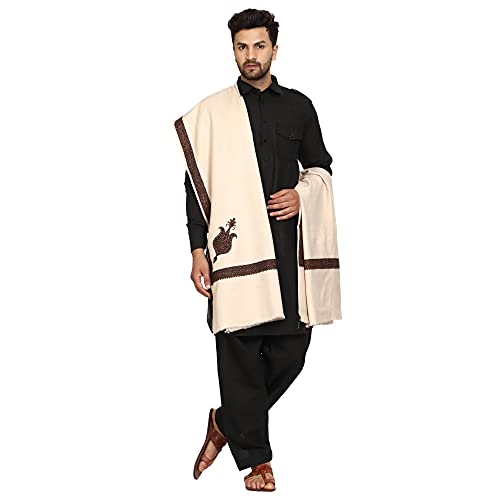 Image of SWI WITH LABEL Men's Kashmiri Embroidered Wool Shawl