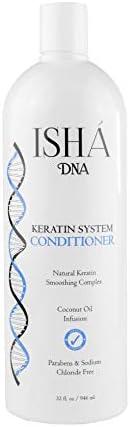ISHA DNA Keratin Treatment System Conditioner - Sulfate and Parabens Free - Perfect for Keratin Treated Hair - Keratin and Coconut Oil Infused Conditioner - For All Types of Hair. (32 Fl oz.)
