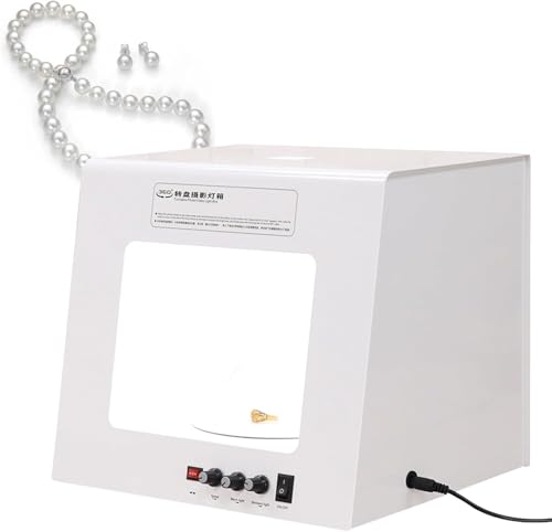 Annuod Kit de Caja de luz para Estudio fotográfico, Carpa de 30 x 26 x 26 cm con 4 LED, Fondos de 5 Colores y Plataforma giratoria de 360° para fotografía de Productos