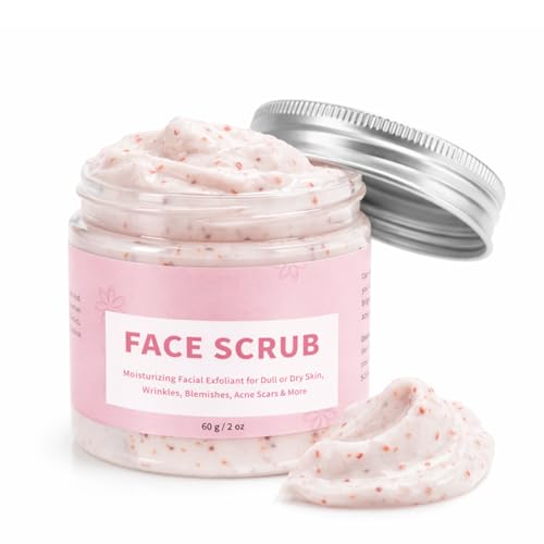 Face Scrub for Men and Women, Gentle Facial Exfoliator with Shea Butter, Deep Pore Cleanser to Remove Impurities and Excess Oil, Helps Smooth Skin Texture