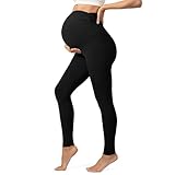 Uowou Maternity Leggings for Women Over The Belly Buttery Soft Pregnancy Yoga Pants Active Wear Workout Tights Black