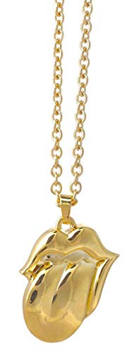 Preisvergleich Produktbild The Rolling Stones Necklace Gold Tongue Band Logo Pendant Nue offiziell