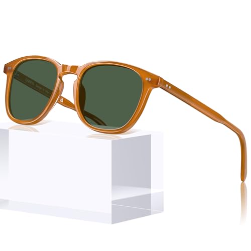 Image of CARFIA Retro Cool Acetate Polarized Sunglasses for Men UV Protection, Outdoor Fashion Driving Eyewears Male Square Sunnies