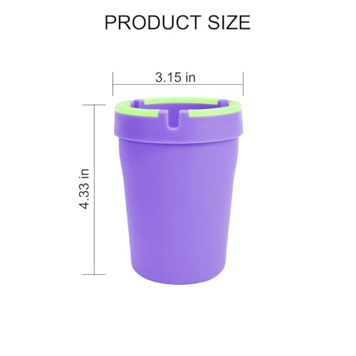 Image of Mandark Car Ashtray, 2PCS Glow In The Dark Smokeless Self-Extinguishing Vehicle Cigarette Trash Can, Smellproof Portable Automotive Ash Holder Organizer, Universal for Truck Home Office (Purple)