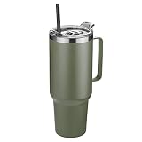HASLE OUTFITTERS 40 oz Stainless Steel Tumbler with Handle, Vacuum Insulated Tumblers Bulk, Reusable Double Wall Travel Coffee Mug, Durable Powder Coated Water Bottle(Army Green, 1)