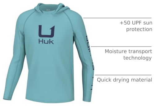 Image of HUK Boys' Icon X Hoodie, Fishing Shirt with Sun Protection for Kids