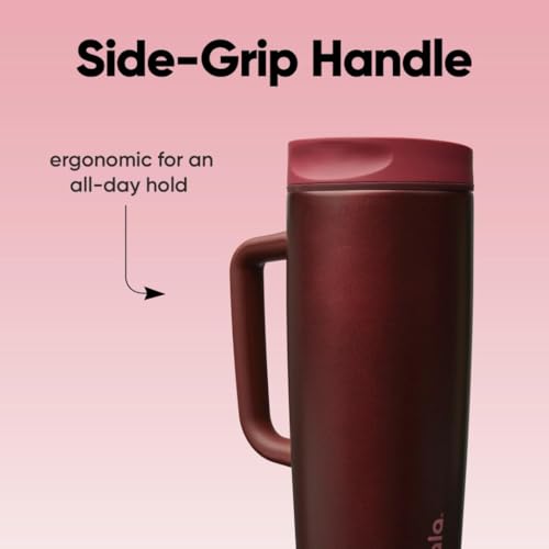 Image of Owala SmoothSip Slider Stainless Steel Insulated Travel Mug with handle, 100% Leak Proof, For Hot and Cold Drinks, Travel Friendly with Sliding Lock Lid, 24 oz, BPA Free, Leak Proof, Black Cherry