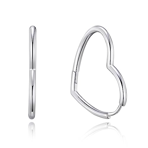 Philip Jones Sterling Silver Heart Hoop Earrings