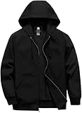 Pursky Mens Work Coat Canvas Cotton Fall Jacket Hoodie Jackets Casual Lightweight Men's Bomber Fashion Stylish Spring Windbreaker Black L