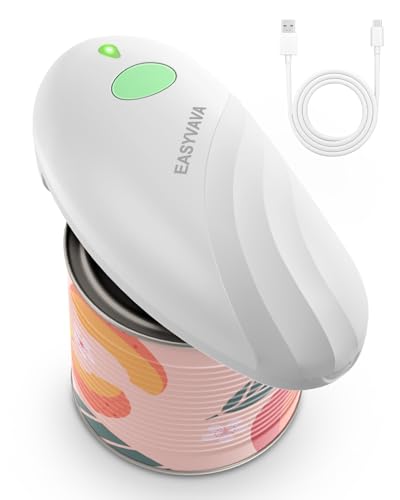 Easyvava Rechargeable Electric Can Opener for Seniors, One-Touch Automatic Can Opener -White