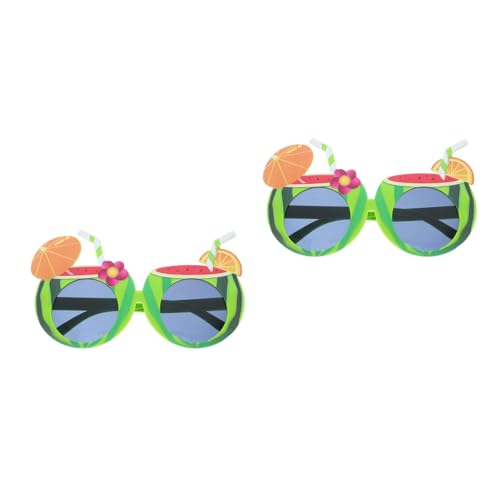 LOGOFUN 2PCS Novelty Fruit Sunglasses Hawaiian Glasses Funny Watermelon Eyewear Props for Tropical Summer Beach Party Costume Accessories - 6 * 5.5in
