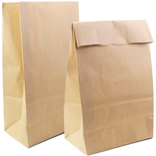 BadenBach 50 Pack 12 Lb Brown Paper Lunch Bags, 12.5" x 7" x 4.3" Large Bread Bags Bulk, Heavy Duty Kraft Paper Sacks for Grocery Wrapping, Retail Shopping, Bakery, Party Favors, Craft