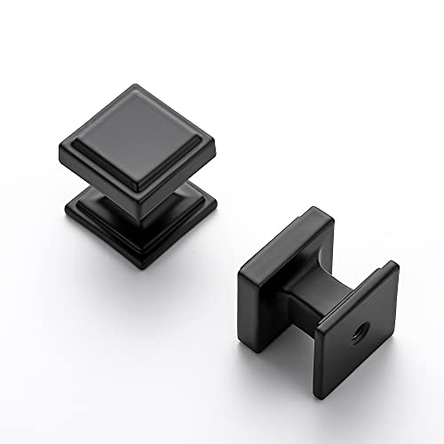 Image of Ravinte 30 Pack Matte Black Square Kitchen Cabinet Knobs,Zinc Solid Drawer Pulls,Farmouse Cabinet Handles for Cupboard, Dresser, Closet and Bathroom, Modern Cabinet Hardware for Cabinets