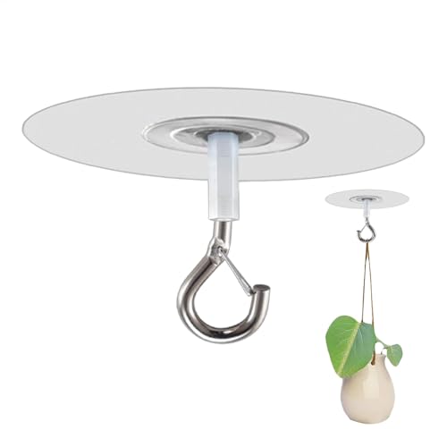 Ganci autoadesivi da soffitto – Ganci altamente adesivi con chiusura di sicurezza | Ganci impermeabili per la casa per appendere piante, campanelli eolici, luci, palloncini e decorazioni