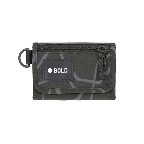 BOLD Lässig Kinder Geldbeutel mit Klettverschluss und transparenten Sichtfenster/School Wallet Bold Edges grey
