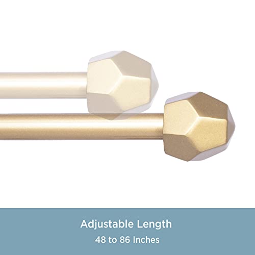 Kenney KN55903 River Geometric End Petite Café Decorative Window Curtain Rod, 48-86" Adjustable Length, Burnished Brass Finish, 1/2" Diameter Steel Tube by Kenney - Image 4