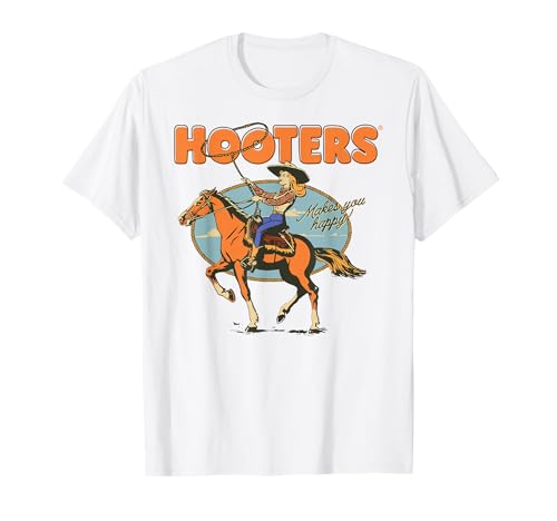 Hooters Makes You Happy Cowgirl with Lasso Funny Camiseta