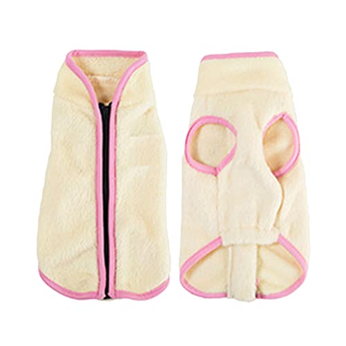 Hundepullover Haustier Hund Herbst/Winter Kleidung Warmer Samt Weich Hoher Kragen Reißverschluss Weste Haustier Kleidung Großer Hund Kleiner Hund Hundepullover Für Chihuahua (White, S)