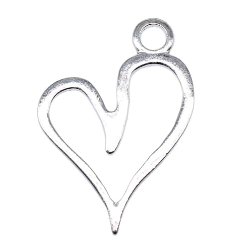 WYSIWYG 1pcs 66x46mm Big Hollow Heart Charms Antique Silver Color