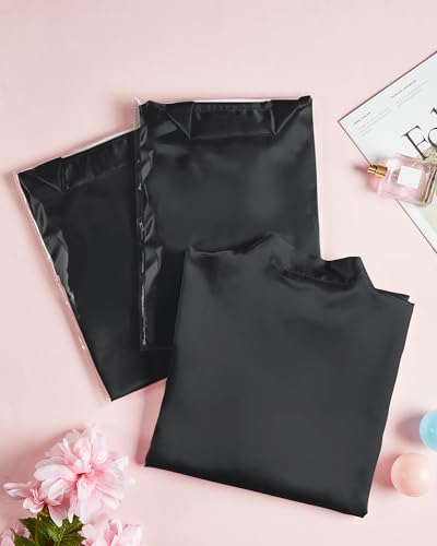 Patelai 8 Pcs Bridesmaids Robes for Women Silk Satin Kimono Short Robe Bulk Bridal Party Getting Ready Outfits Wedding Sleepwear (Black)