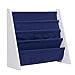 Wildkin Kids Canvas Sling Bookshelf for Boys and Girls, Wooden Design Features Four Fabric Shelves, Keep Bedrooms, Playrooms, and Classrooms Organized, Measures 25 x 24 x 11 Inches (White w/ Blue)