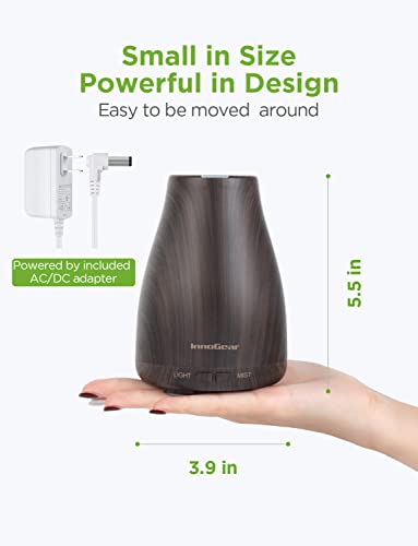 Innogear Essential Oil Diffuser, Upgraded Diffusers For Essential Oils Aromatherapy Diffuser Cool Mist Humidifier With 7 Colors Lights 2 Mist Mode Waterless Auto Off For Home Office Room, Brown #TOP1