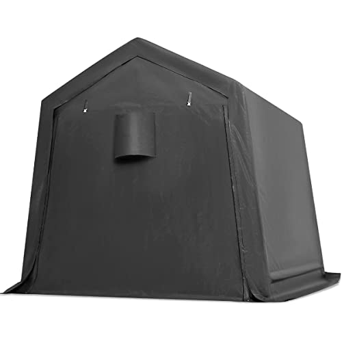 Advance Outdoor 6X6 Ft Storage Shelter Outdoor Portable Shed With 2 Roll Up Zipper Doors & Vents Carport For Motorcycle Waterproof And Uv Resistant Anti-Snow Portable Garage Kit Tent, Gray #TOP26