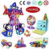 Romboss 110 Pcs Creative Magnetic Building Blocks 3D Magnet Tiles Set -STEM Preschool Educational Construction Toys Kits for Kids,Upgrade Strong Magnets