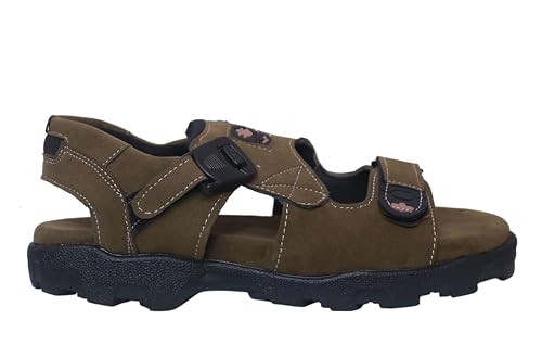 Image of Men's Suede Sports Sandals | Adjustable Strap Design | Lightweight Airmix Sole | Comfortable Sandals | Anti-Slip Casual Footwear | Olive1-10