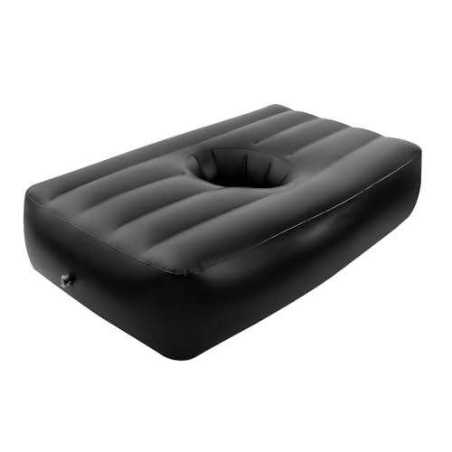 PVC Inflatable Bed, Upgraded BBL Post Surgery Recovery Bed with Hole and Inflation Valve, Improve Blood Circulation Foldable BBL Bed for Brazilian Butt Lift Recovery, Sleeping, Reading (Black)