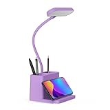 AXX Purple Desk Lamp, Study Lamp/Desktop Lamps for Small Spaces - Small, Battery Operated, Rechargeable, Cute, Gooseneck, Mini, Cordless - College Dorm Room/Home Office Desk Accessories