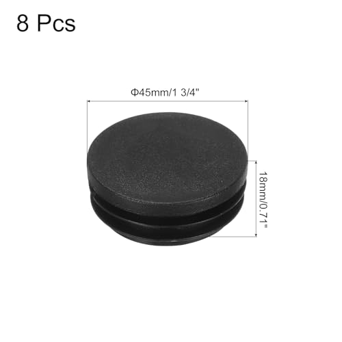 Image of MECCANIXITY 8pcs Round Plastic Hole Plugs, 1 3 /4 Inch (45mm) Black Insert Tubing End Cap for Inserts Chair Leg Glide Furniture Protectors Metal Legs Round Tube