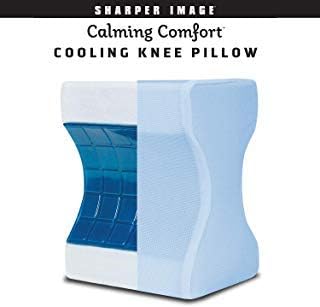 Calming Comfort Cooling Knee Pillow by Sharper Image- Memory Foam with Cooling Gel- Helps Side Sleepers Align Spine