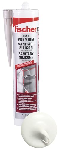 Silicona sanitaria DSSA W fischer, para sellado y rejuntado en áreas sanitarias y de cocina, cartucho de 310 ml, color blanco miniatura 2